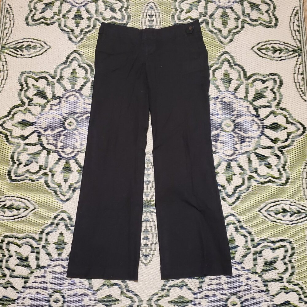 Women's GAP Hip Slung Fit Dress Pants Sz 2 Low-Rise Flare Leg Stretch Black EUC